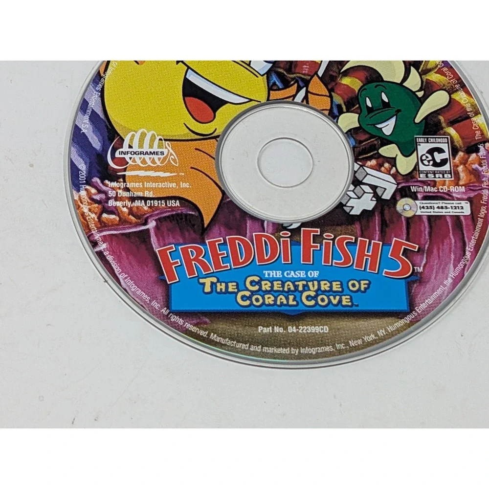 Freddi Fish 5 Creature Of Coral Cove (2001) PC CD ROM Computer‎ Video Game